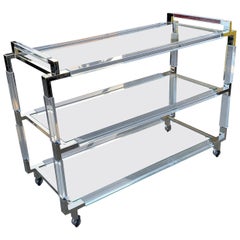 Vintage Charles Hollis Jones Lucite & Nickel Bar Cart from the "Metric" Collection