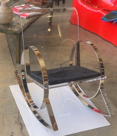 Charles Hollis Jones Lucite and Nickel Rocking Chair