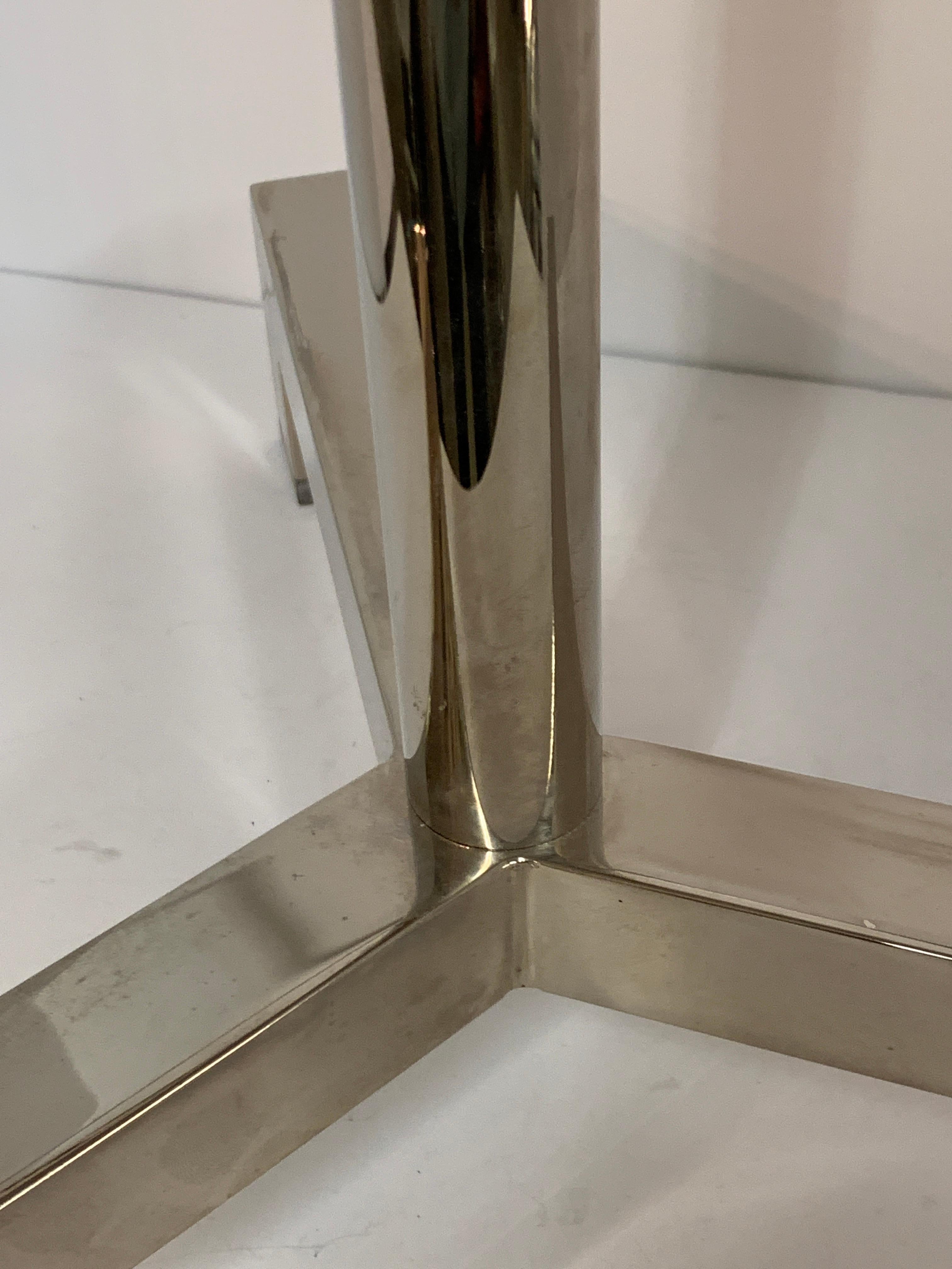 Contemporary Charles Hollis Jones Lucite Nickel Tripod Table
