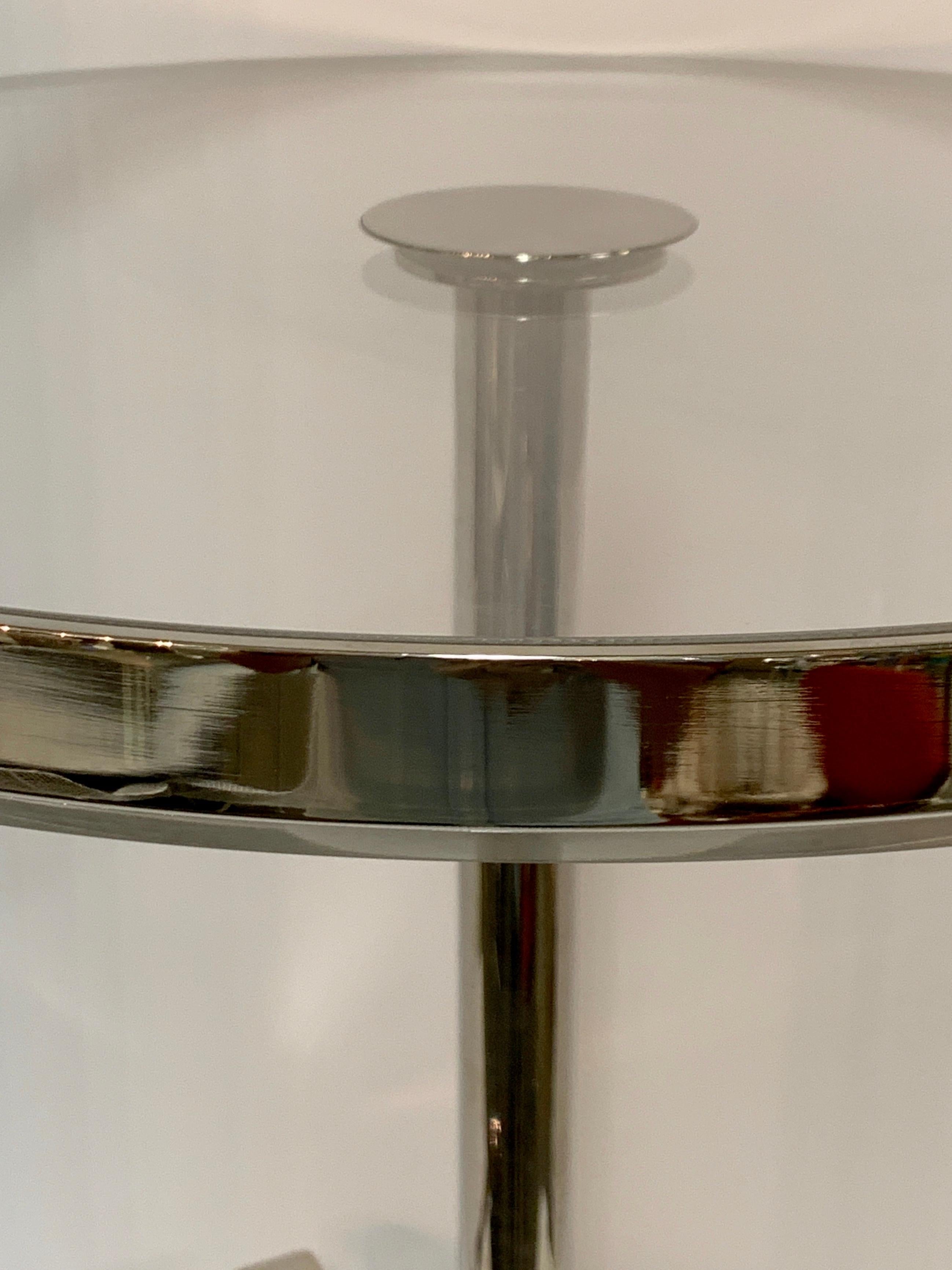 Metal Charles Hollis Jones Lucite Nickel Tripod Table