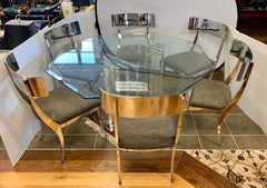 Charles Hollis Jones Lucite Skyscraper Dining Set with Six Klismos Chairs