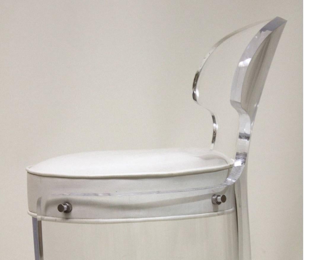 Charles Hollis Jones Lucite Vanity Chair, Glam in Real Hair Hide-HIll Mfg.Label For Sale 2