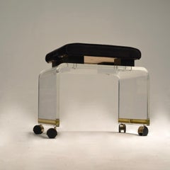 Charles Hollis Jones Lucite Waterfall Stool on Casters