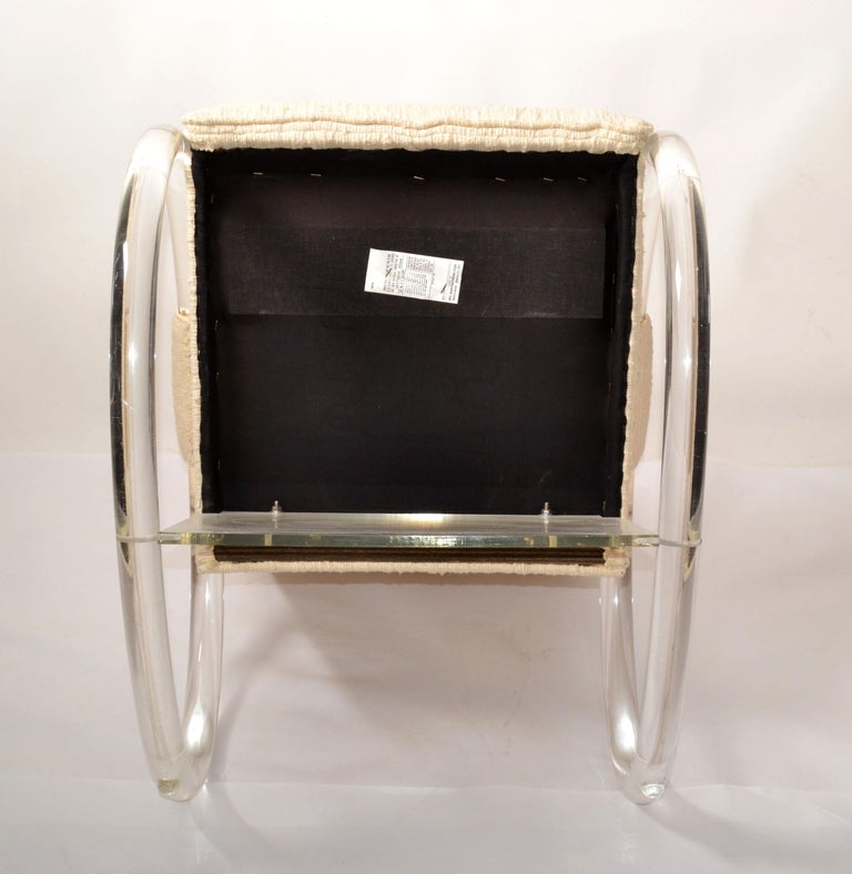 Charles Hollis Jones Lucite, Wood and Haitian Cotton Fabric Upholstery