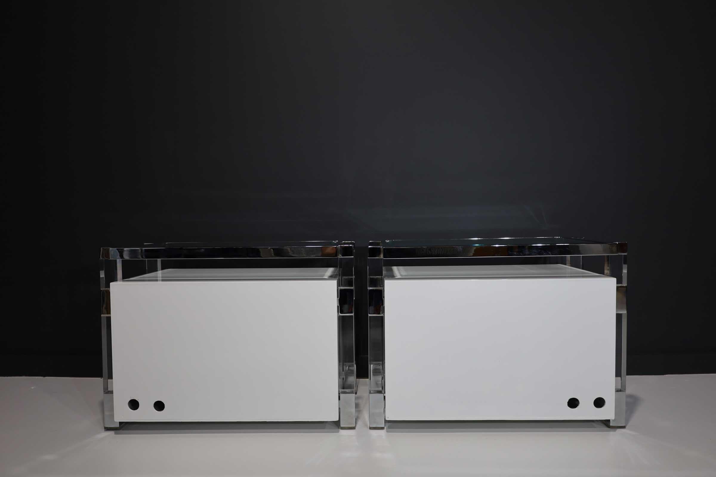 Charles Hollis Jones Metric Series Nightstands in White Lacquer 3