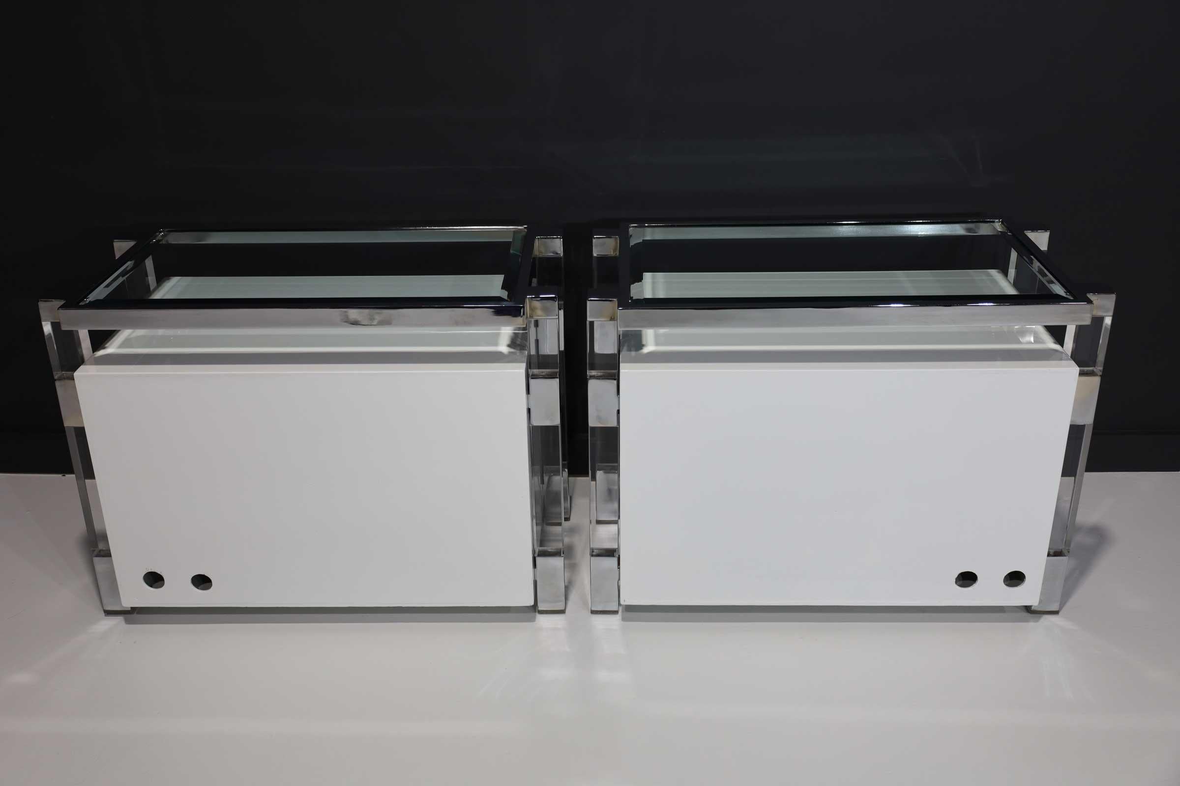 Charles Hollis Jones Metric Series Nightstands in White Lacquer 2