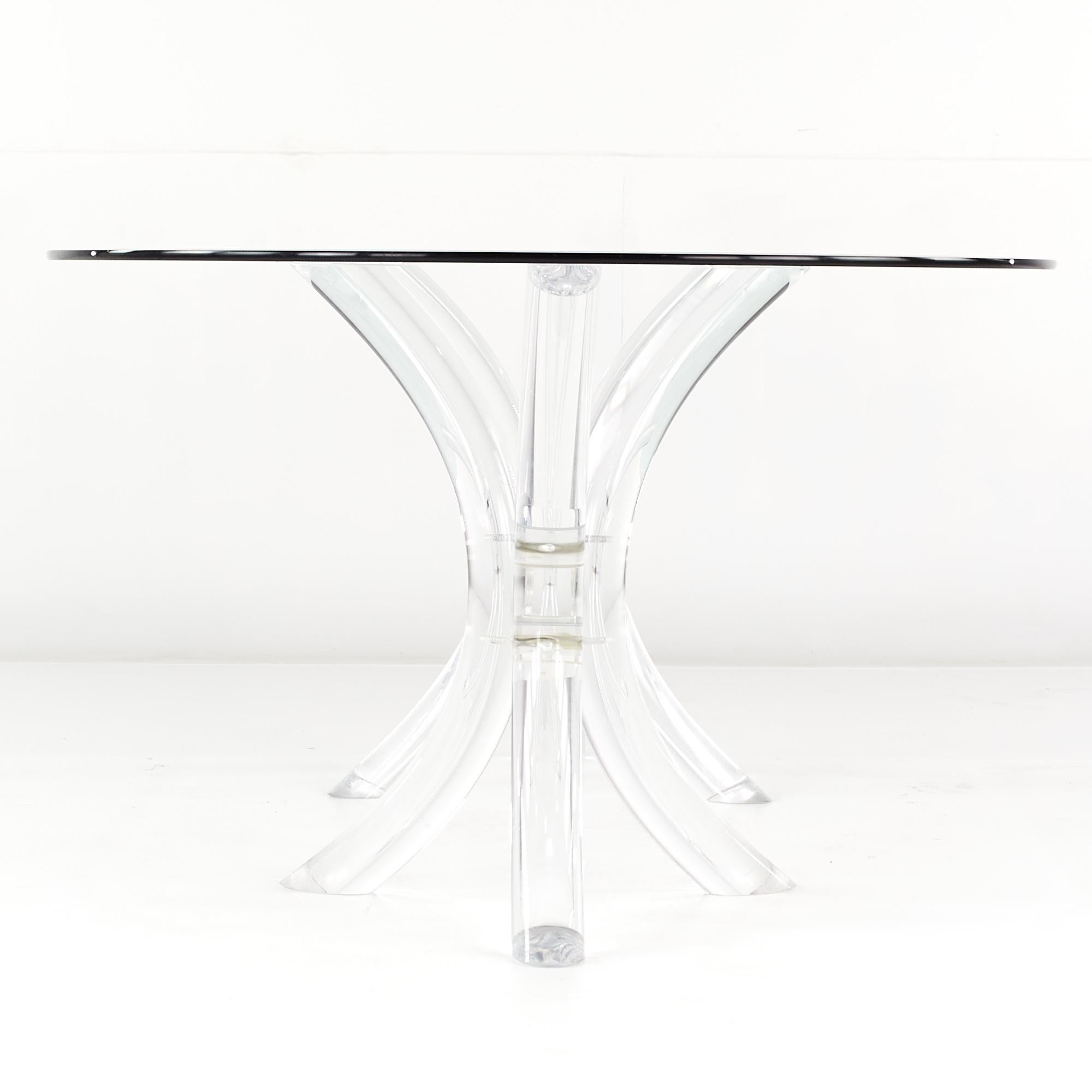 Charles Hollis Jones Mid Century Double Pedestal Lucite Dining Table In Good Condition In Countryside, IL