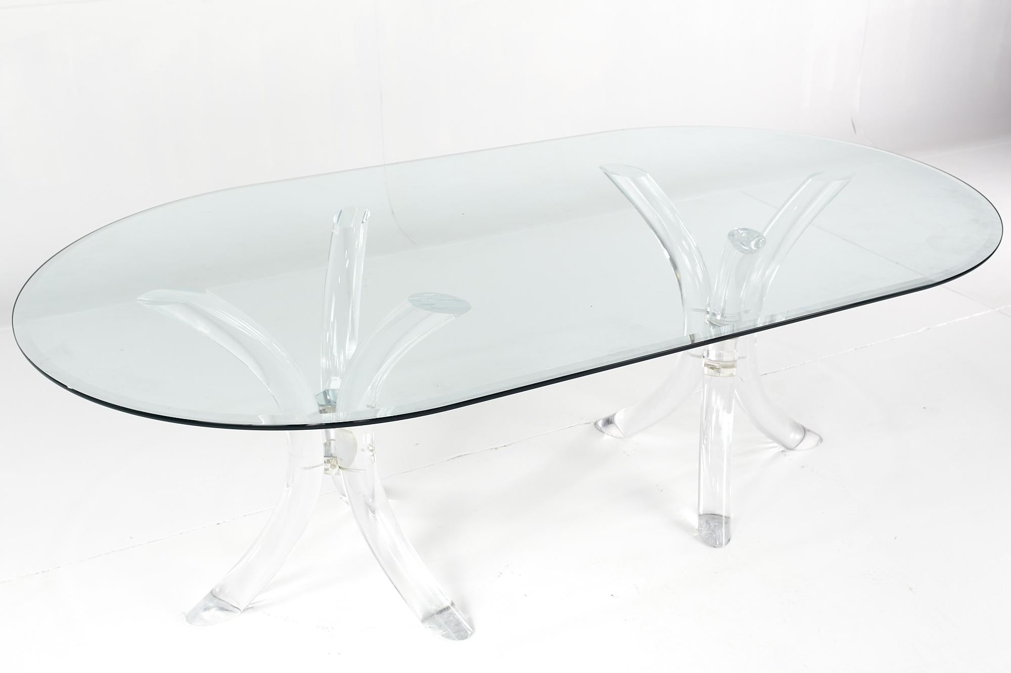 Late 20th Century Charles Hollis Jones Mid Century Double Pedestal Lucite Dining Table