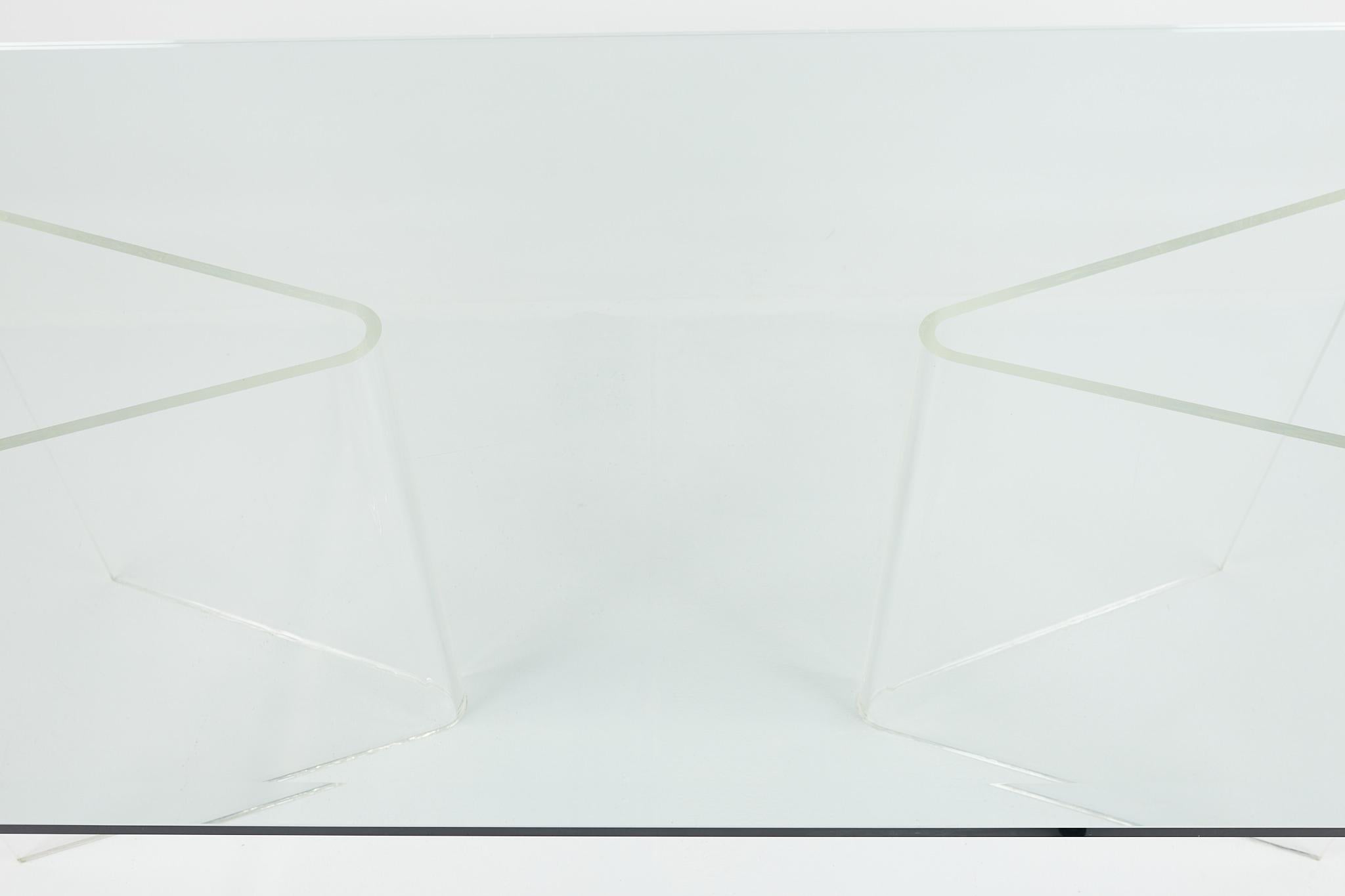 Charles Hollis Jones Mid Century Glass and Lucite Base Dining Table For Sale 5