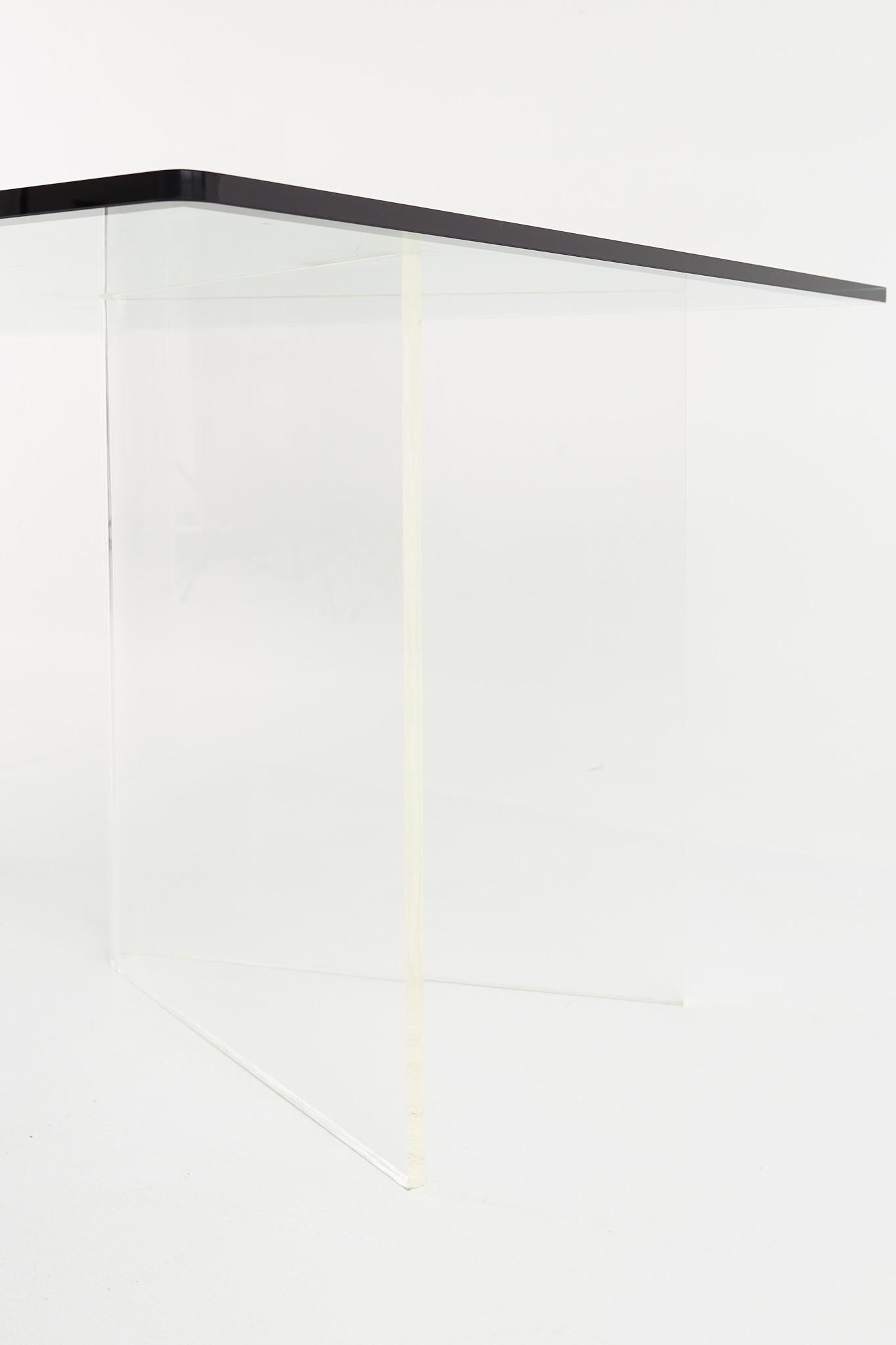 Late 20th Century Charles Hollis Jones Mid Century Glass and Lucite Base Dining Table For Sale