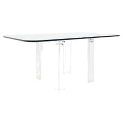 Charles Hollis Jones Mid Century Lucite and Glass Dining Table