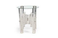 Charles Hollis Jones Mid-Century Lucite & Polished Nickel Dining Table Base
