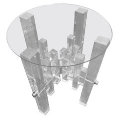 Charles Hollis Jones Mid-Century Lucite 
Polished Nickel Dining Table Base