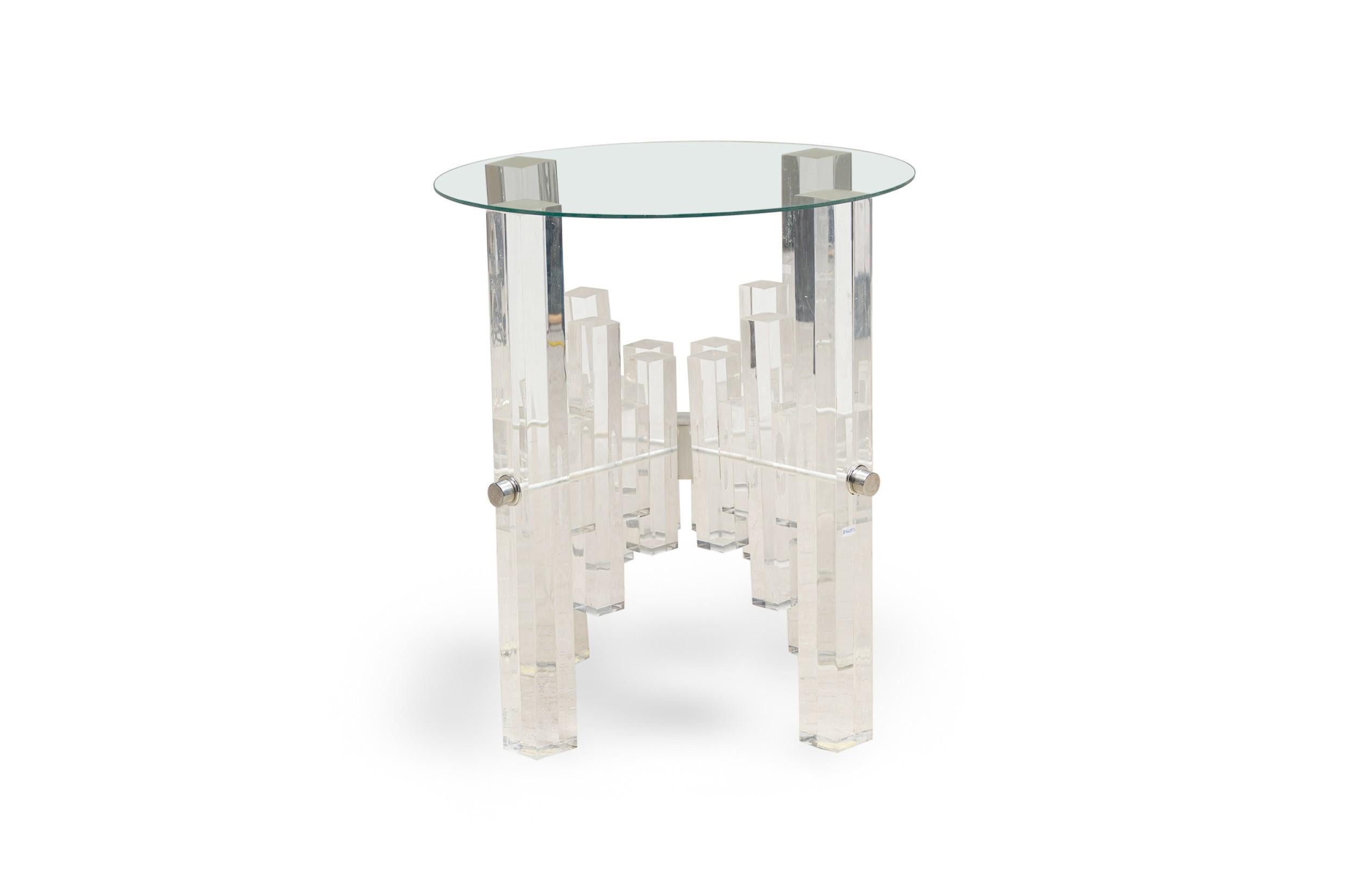 Charles Hollis Jones Mid-Century Lucite & Polished Nickel Dining Table Base
