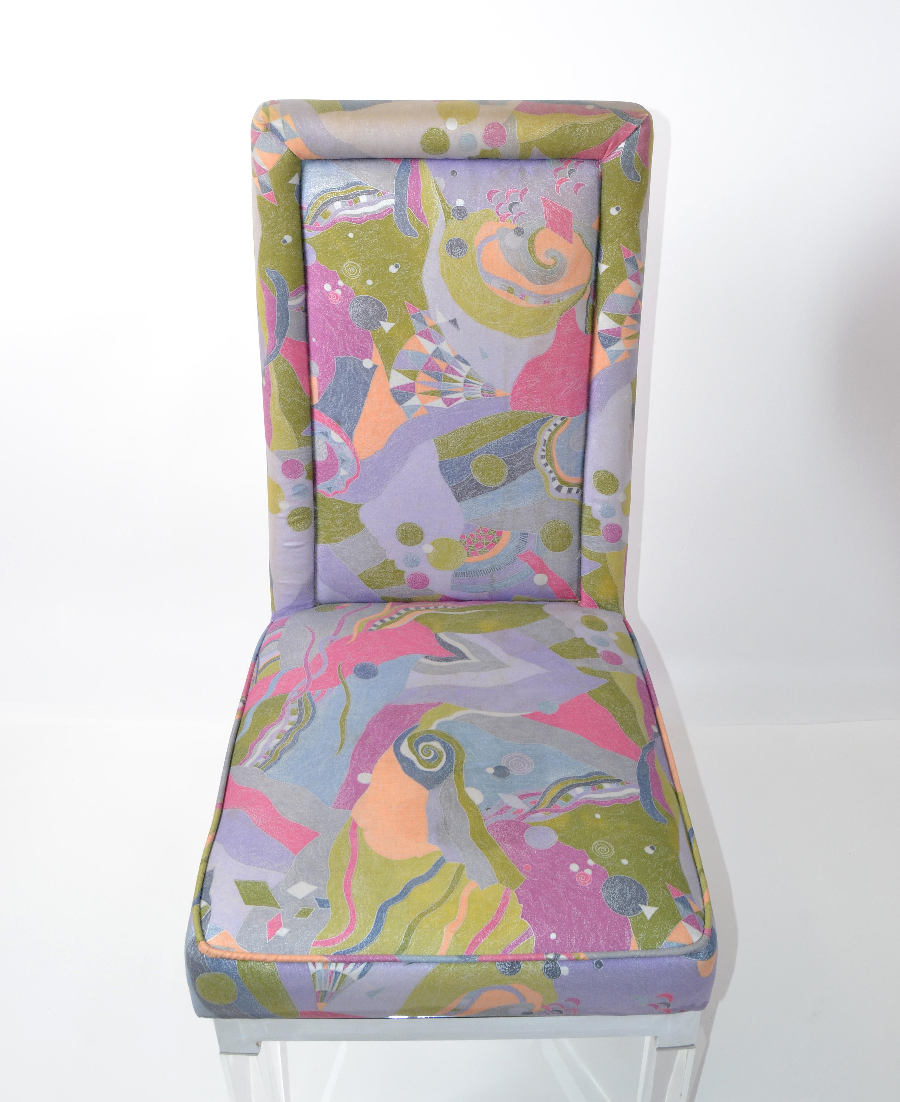Charles Hollis Jones Mid-Century Modern Acrylic & Chrome Dining Chairs Set of 6 For Sale 3