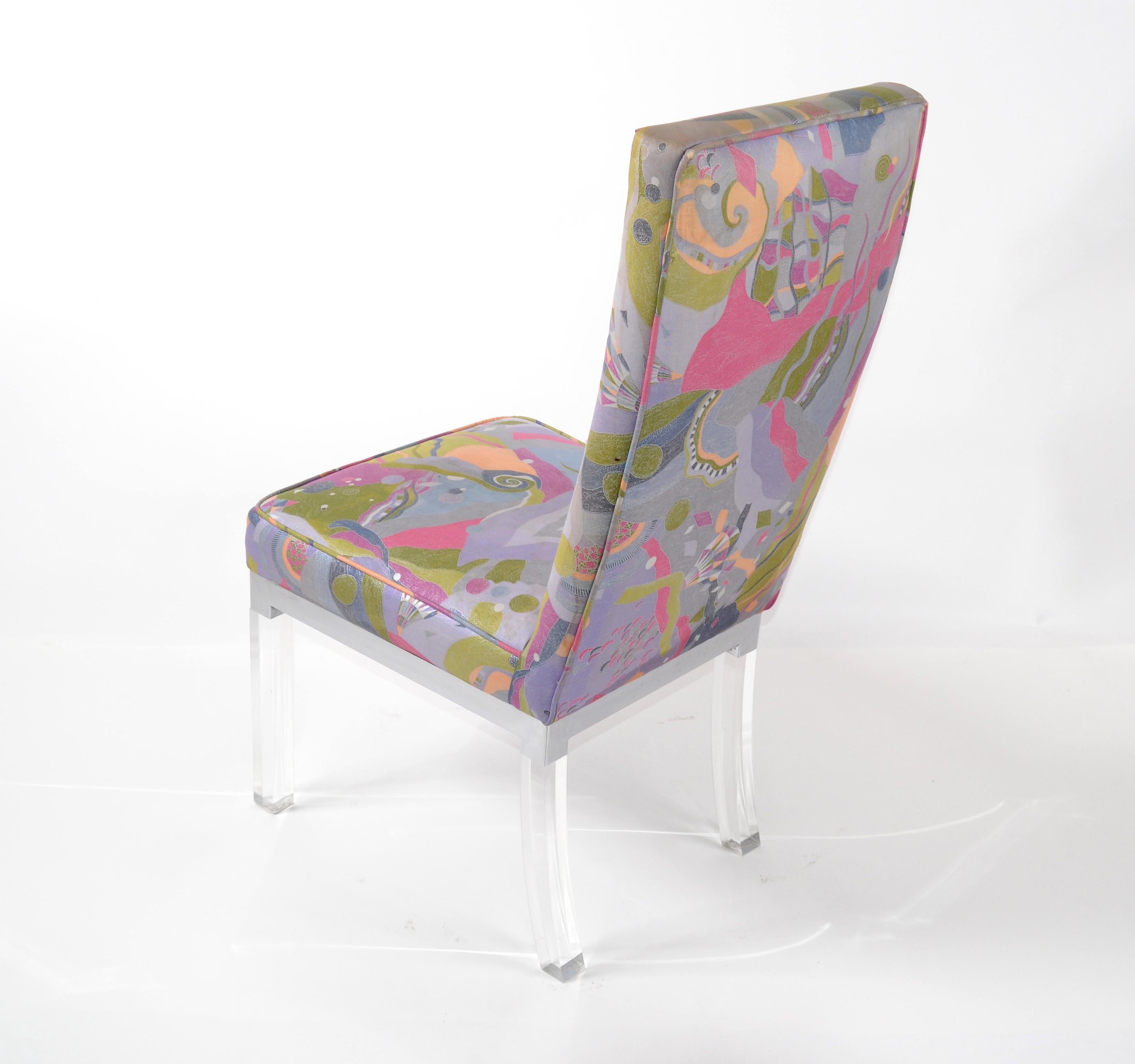 Charles Hollis Jones Mid-Century Modern Acrylic & Chrome Dining Chairs Set of 6 For Sale 2