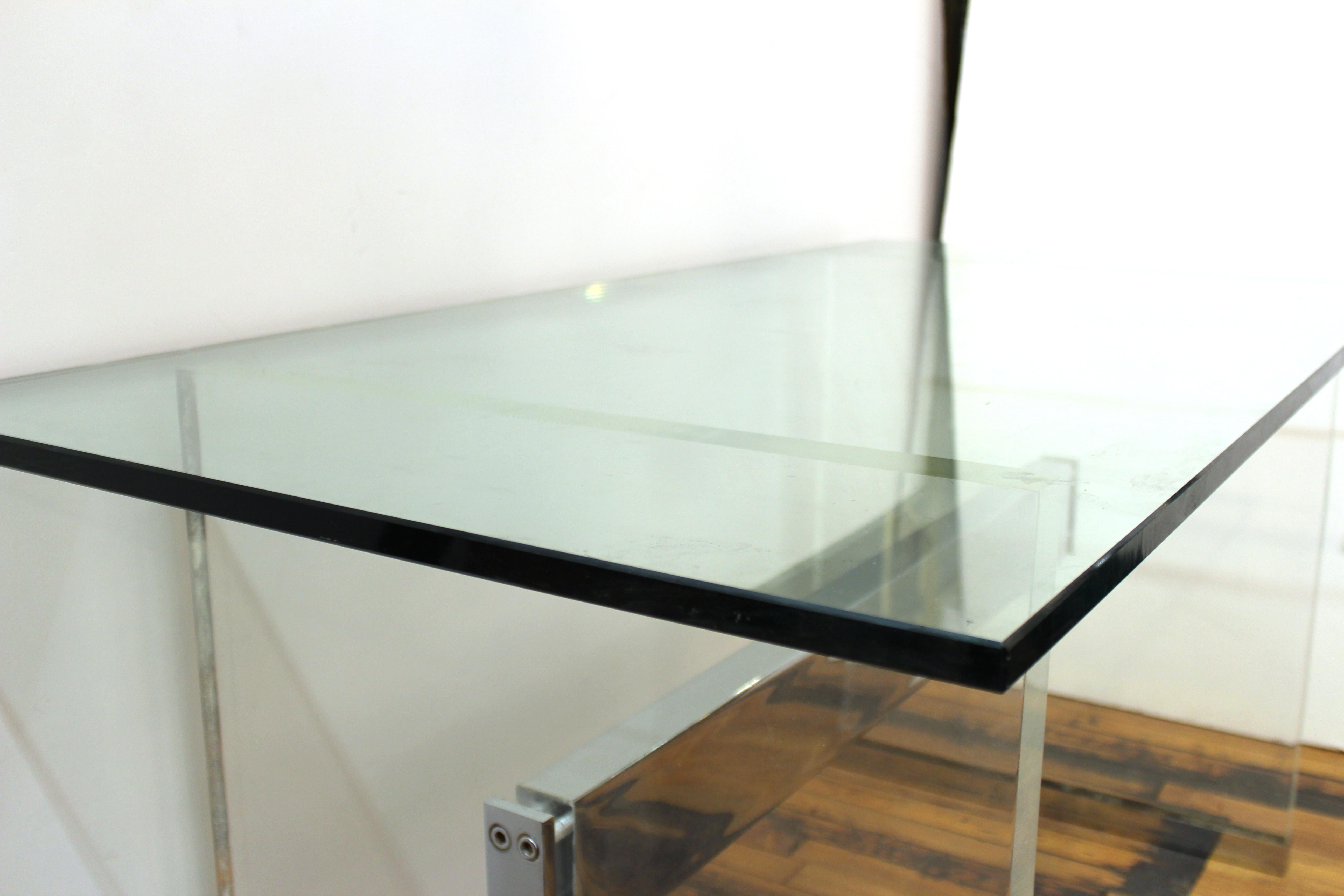 Charles Hollis Jones Mid-Century Modern Lucite Base Desk with Glass Top 6