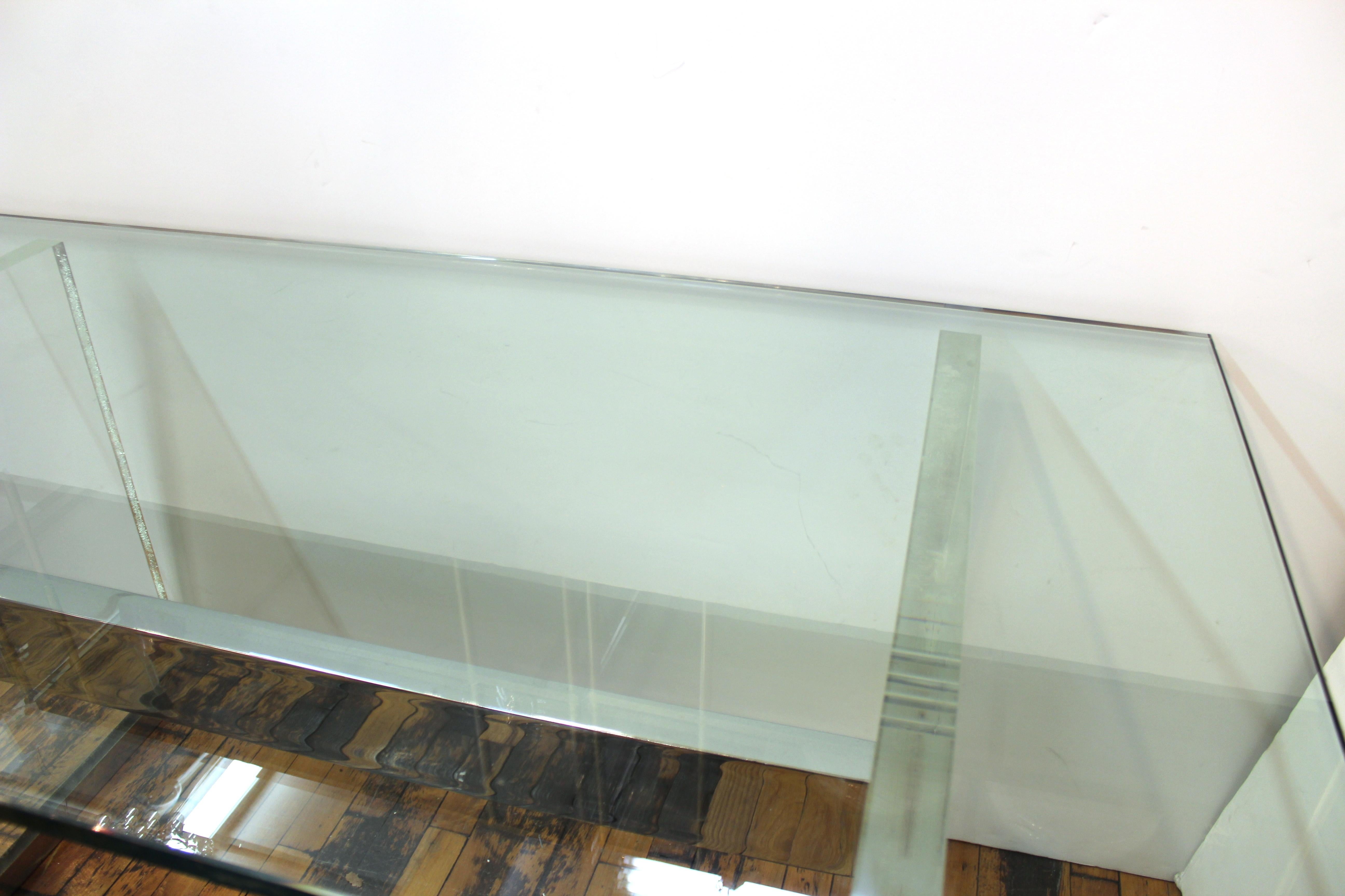 Charles Hollis Jones Mid-Century Modern Lucite Base Desk with Glass Top 3