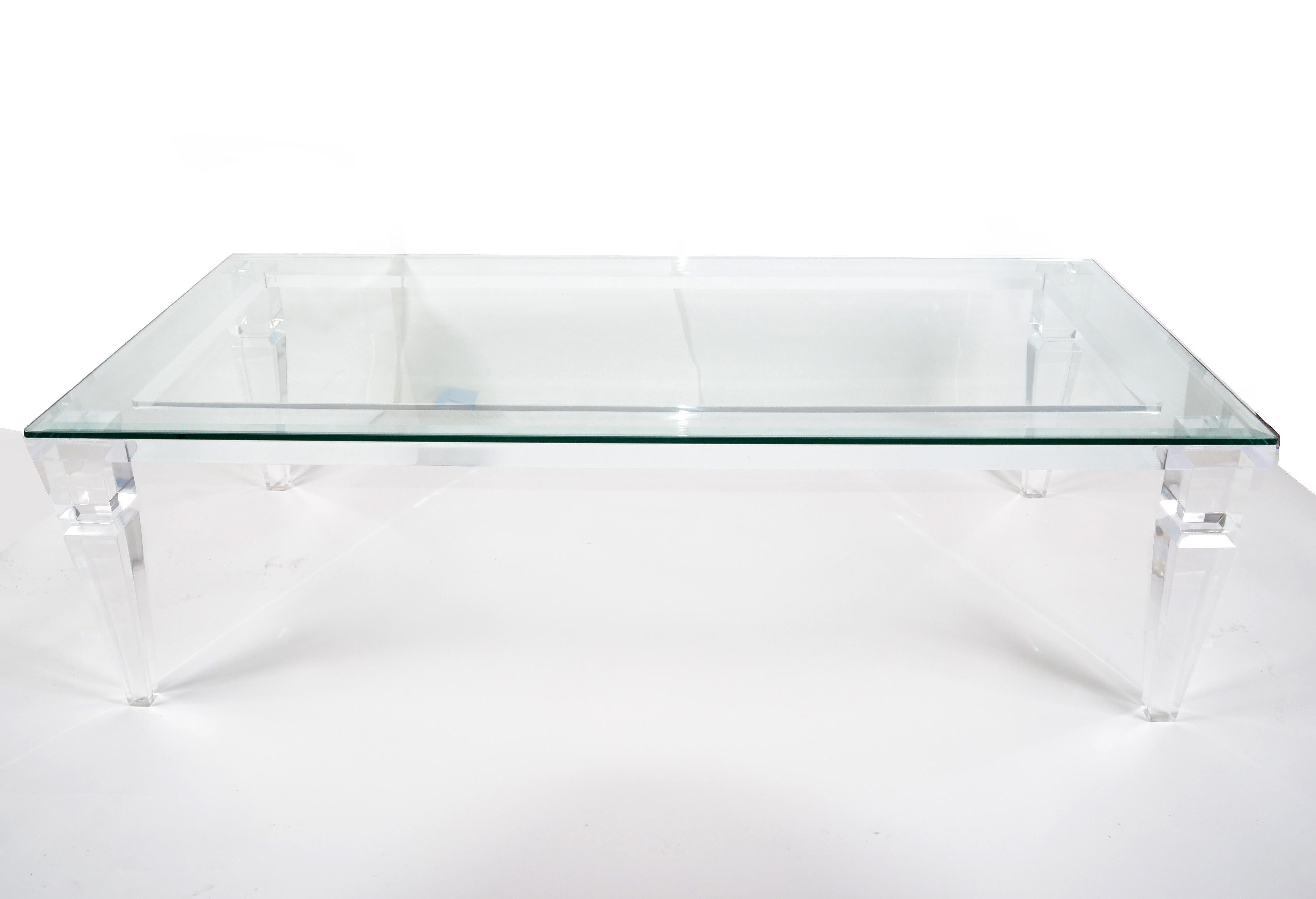 Charles Hollis Jones Mid-Century Modern Lucite & Beveled Glass Coffee Table 1970 For Sale 6