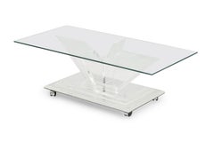 Charles Hollis Jones Mirrored Bottom Lucite & Glass Cocktail Table