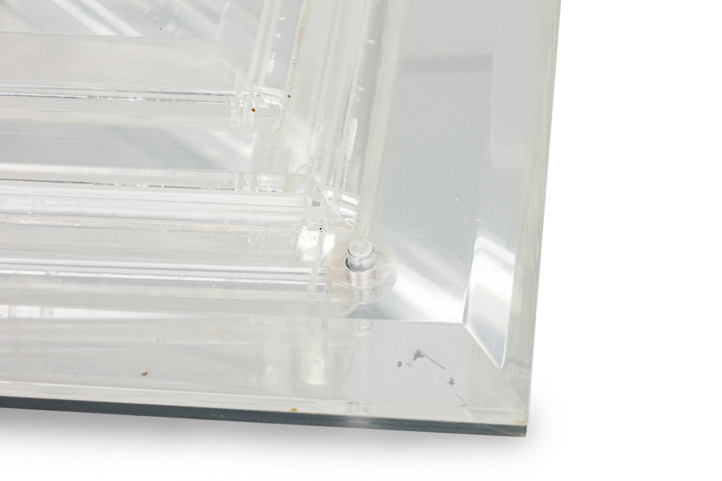 20th Century Charles Hollis Jones Mirrored Bottom Lucite & Glass Cocktail Table For Sale