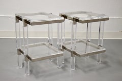 Charles Hollis Jones Nickel and Lucite End Tables