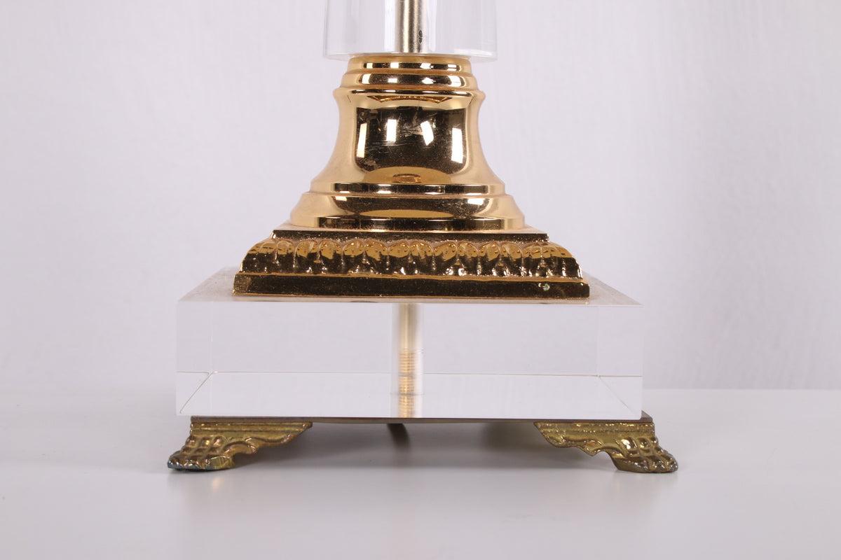 Hollywood Regency Charles hollis jones Plexiglas Table Lamp with Gold Elements  For Sale