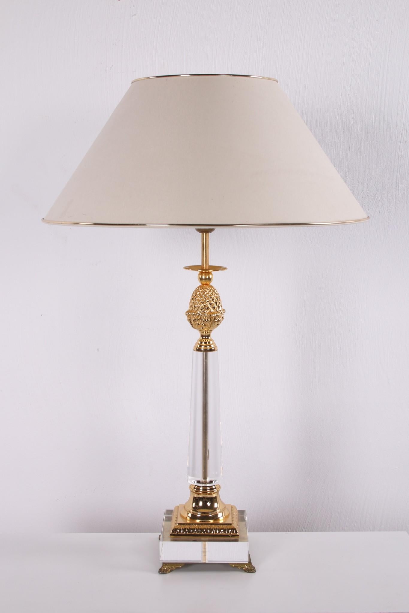 Italian Charles hollis jones Plexiglas Table Lamp with Gold Elements  For Sale