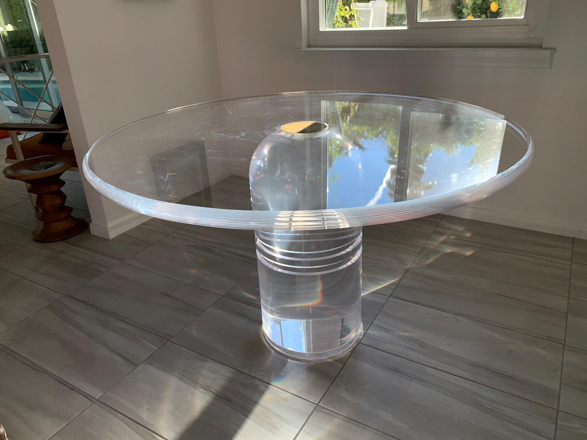 Mid-Century Modern Charles Hollis Jones Rare Le Dome Lucite Dining Table or Circa, 1970s For Sale