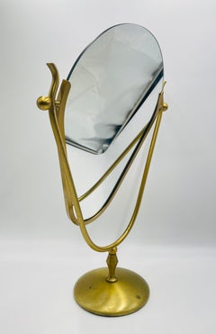 Charles Hollis Jones Sculptural Brass Pivot Mirror, 1960s Hollywood Regency