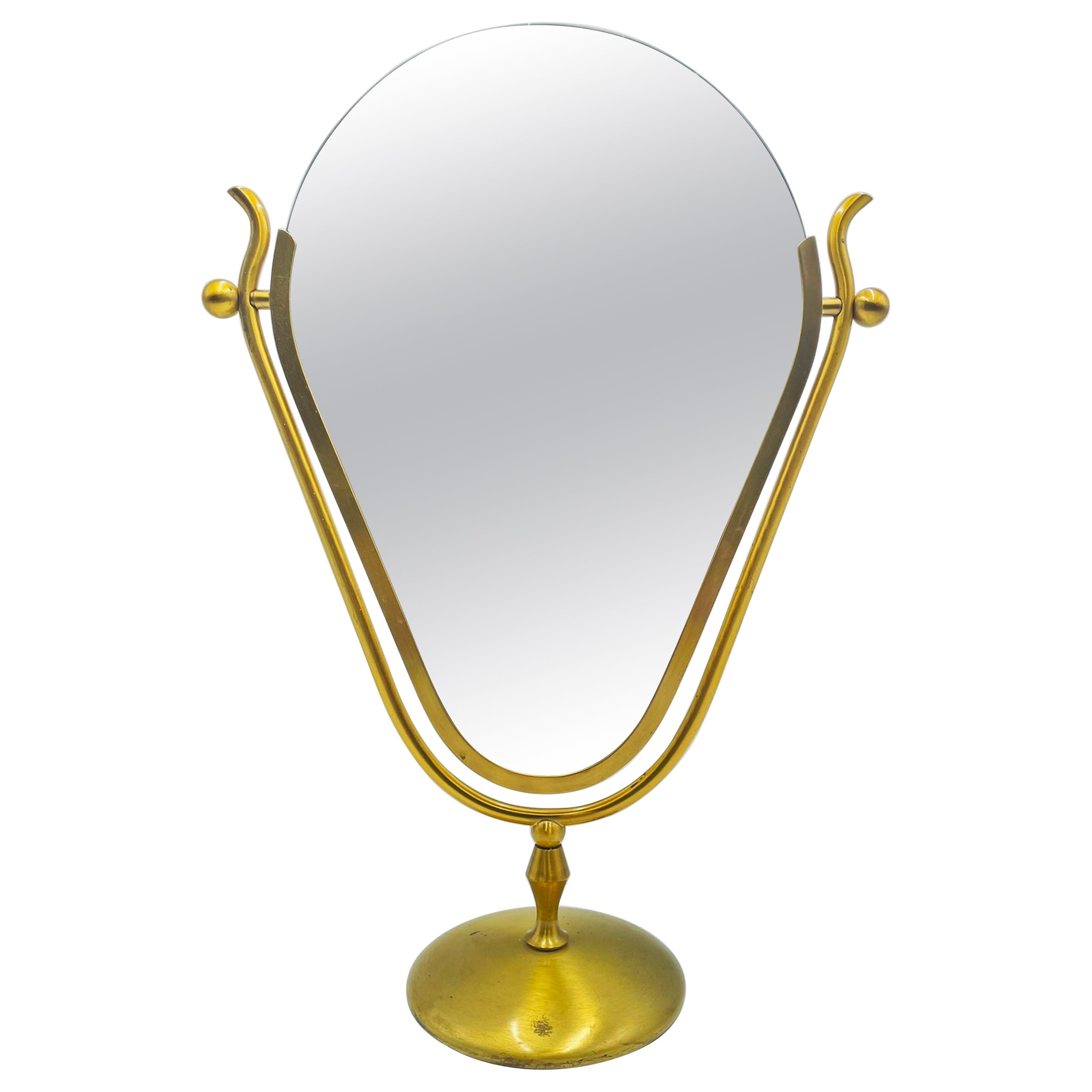 Charles Hollis Jones Miroir pivotant sculptural en laiton, 1960s Hollywood Regency en vente