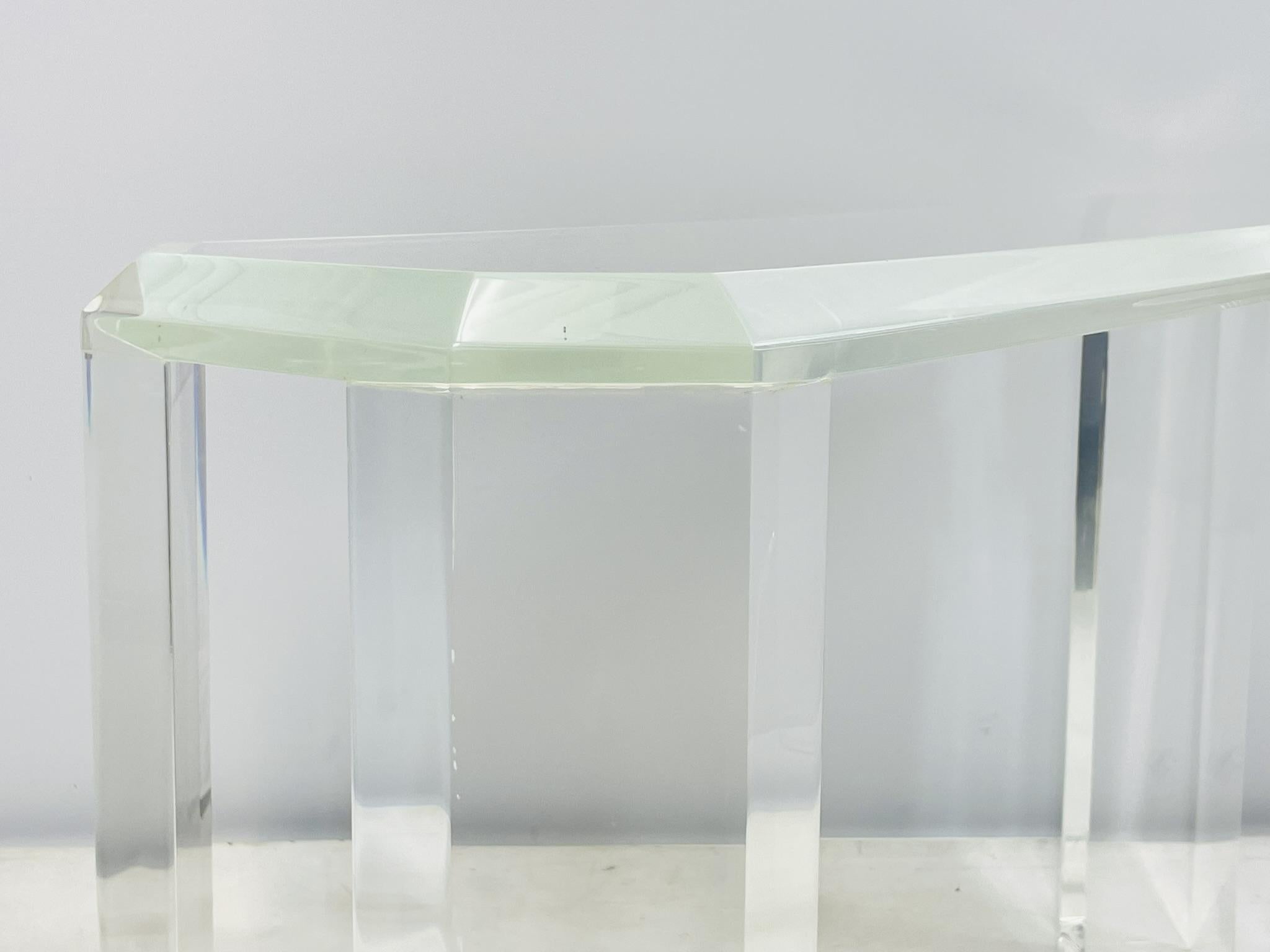 Tavolo consolle in lucite firmato Charles Hollis Jones, Los Angeles, 1970 in vendita 5