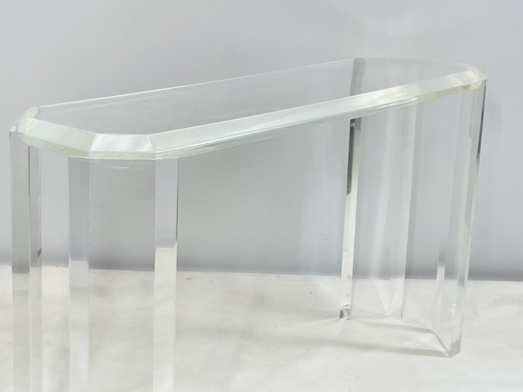Tavolo consolle in lucite firmato Charles Hollis Jones, Los Angeles, 1970 in vendita 6