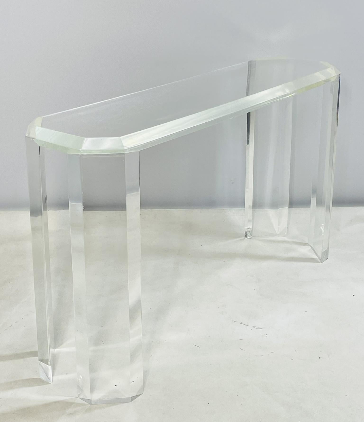 Americano Tavolo consolle in lucite firmato Charles Hollis Jones, Los Angeles, 1970 in vendita