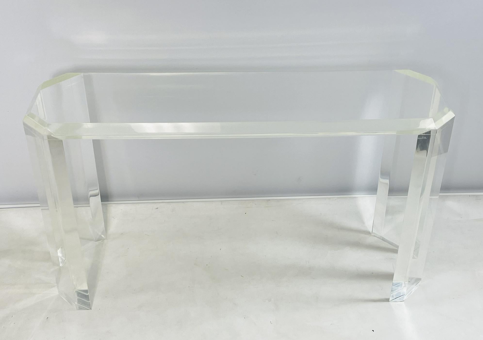 Fatto a mano Tavolo consolle in lucite firmato Charles Hollis Jones, Los Angeles, 1970 in vendita
