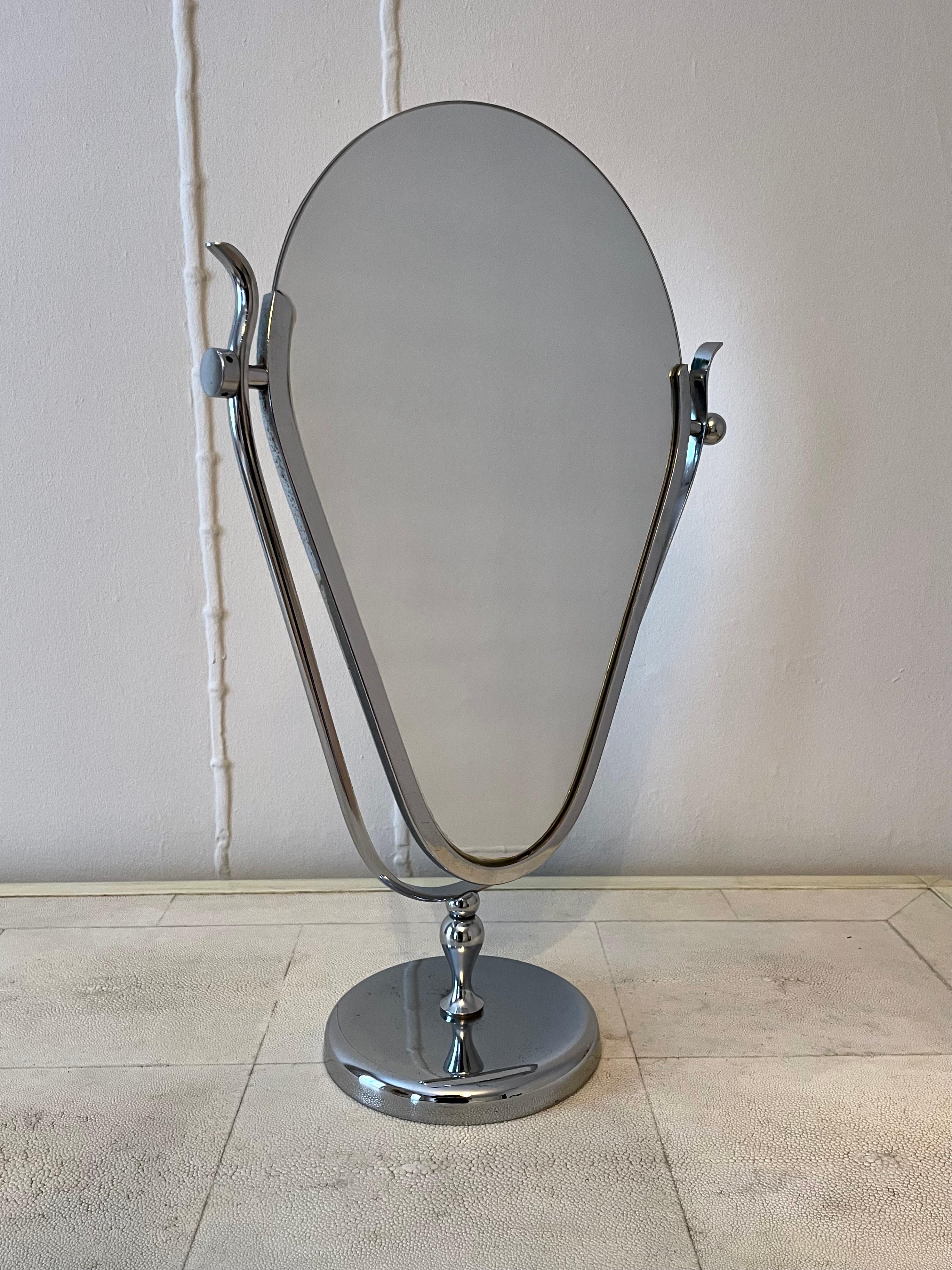 Mid-Century Modern Miroir de coiffeuse en argent Charles Hollis Jones en vente