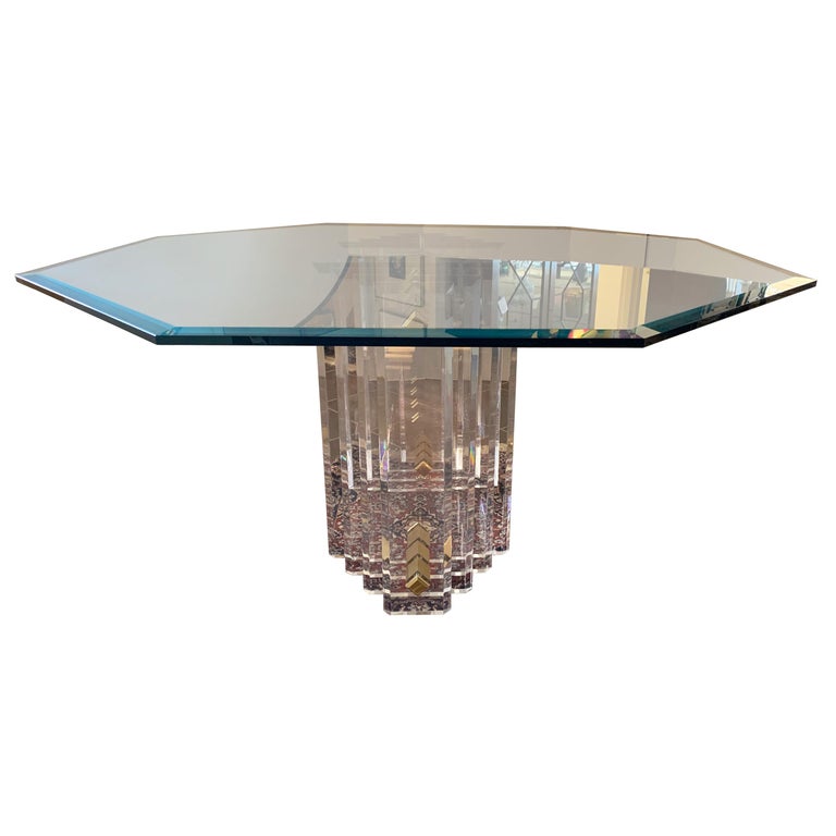 Charles Hollis Jones Skyscraper Lucite Dining Room Table Round