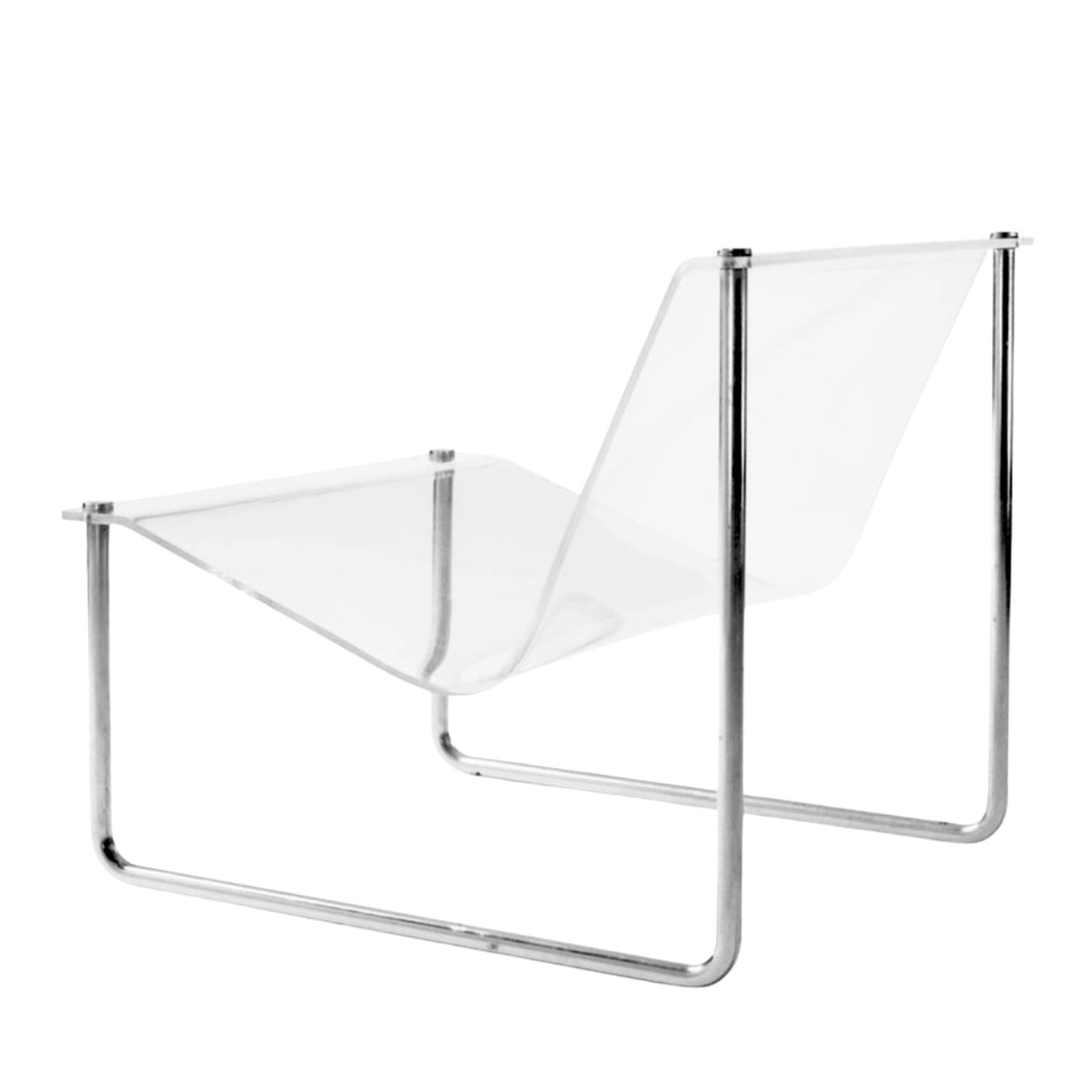 Acier inoxydable Chaise longue Charles Hollis Jones, signée, datée de 1968, Lucite, Steel, USA. en vente