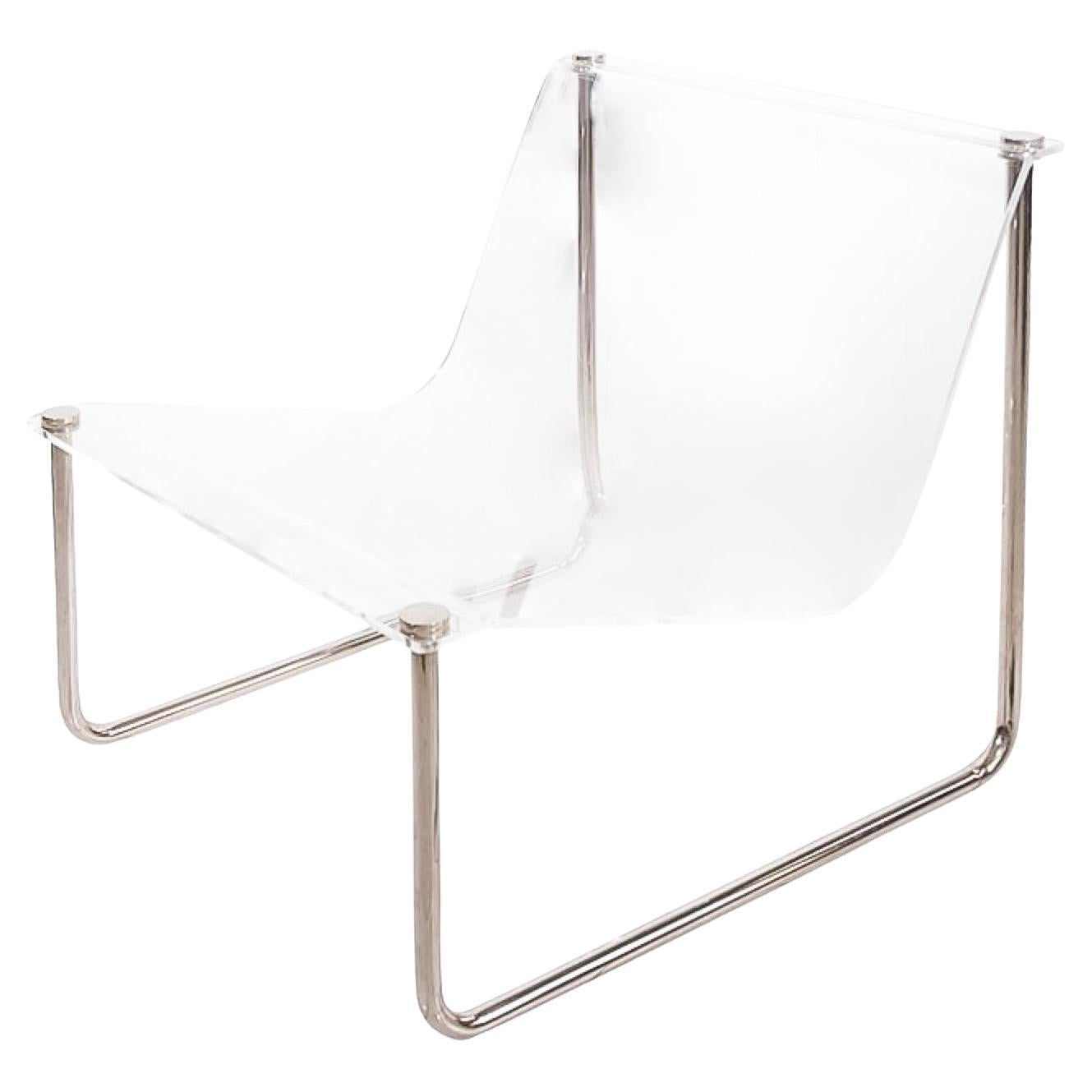 Charles Hollis Jones Sled Lounge Chair, firmata, datata 1968, Lucite, Steele, USA.