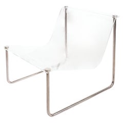Charles Hollis Jones Sled Lounge Chair, signed, dated 1968, Lucite, Steel, USA.
