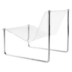 Silla Sled Lounge de Charles Hollis Jones, firmada y fechada en 1968, Lucite, Acero, EE.UU.