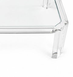 Charles Hollis Jones Square Lucite Coffee Table with Glass Top