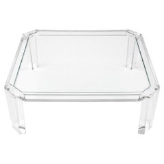 Charles Hollis Jones Square Lucite Coffee Table with Glass Top