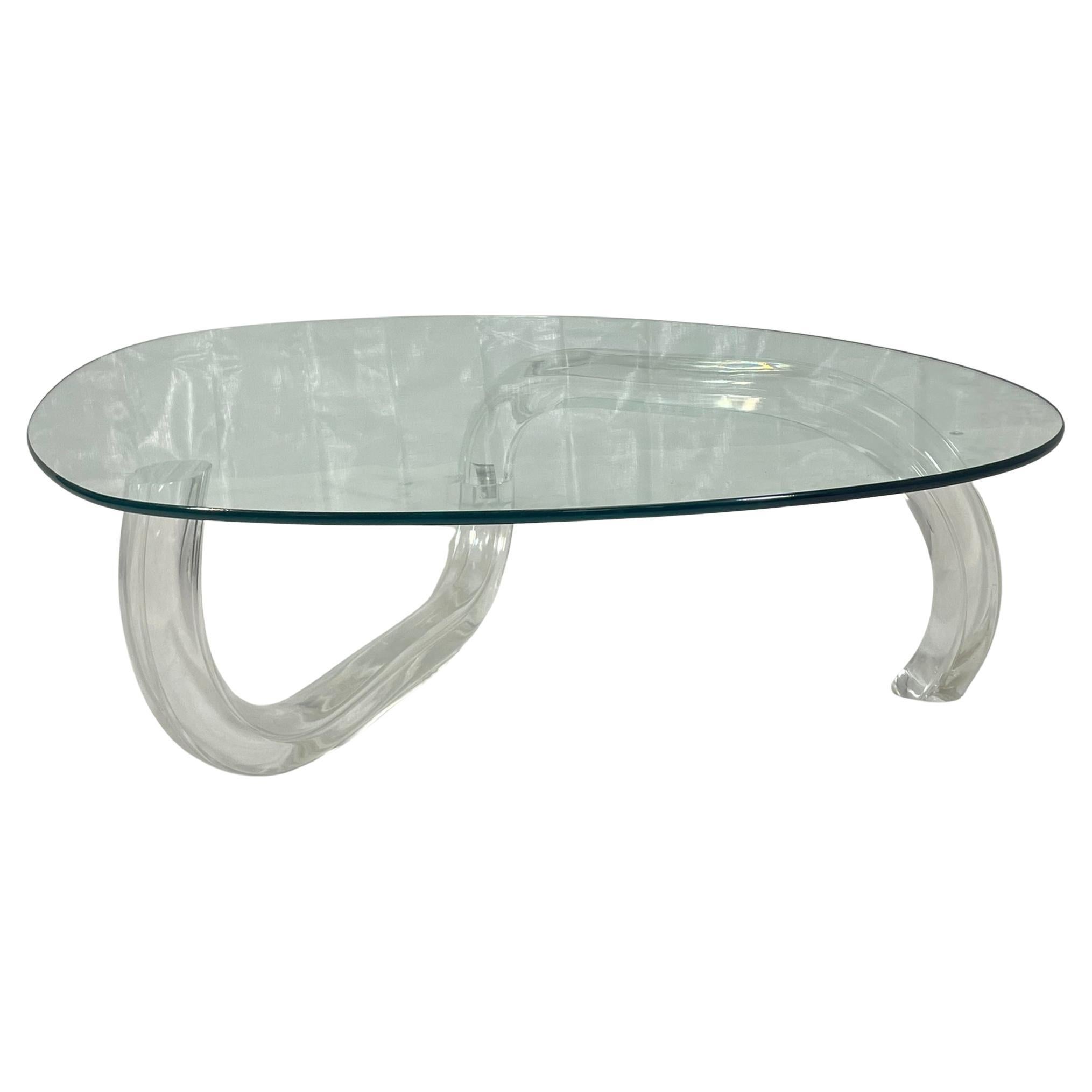 Charles Hollis Jones “Squiggly Wiggly” Lucite Coffee Table, USA, Signed & Dated