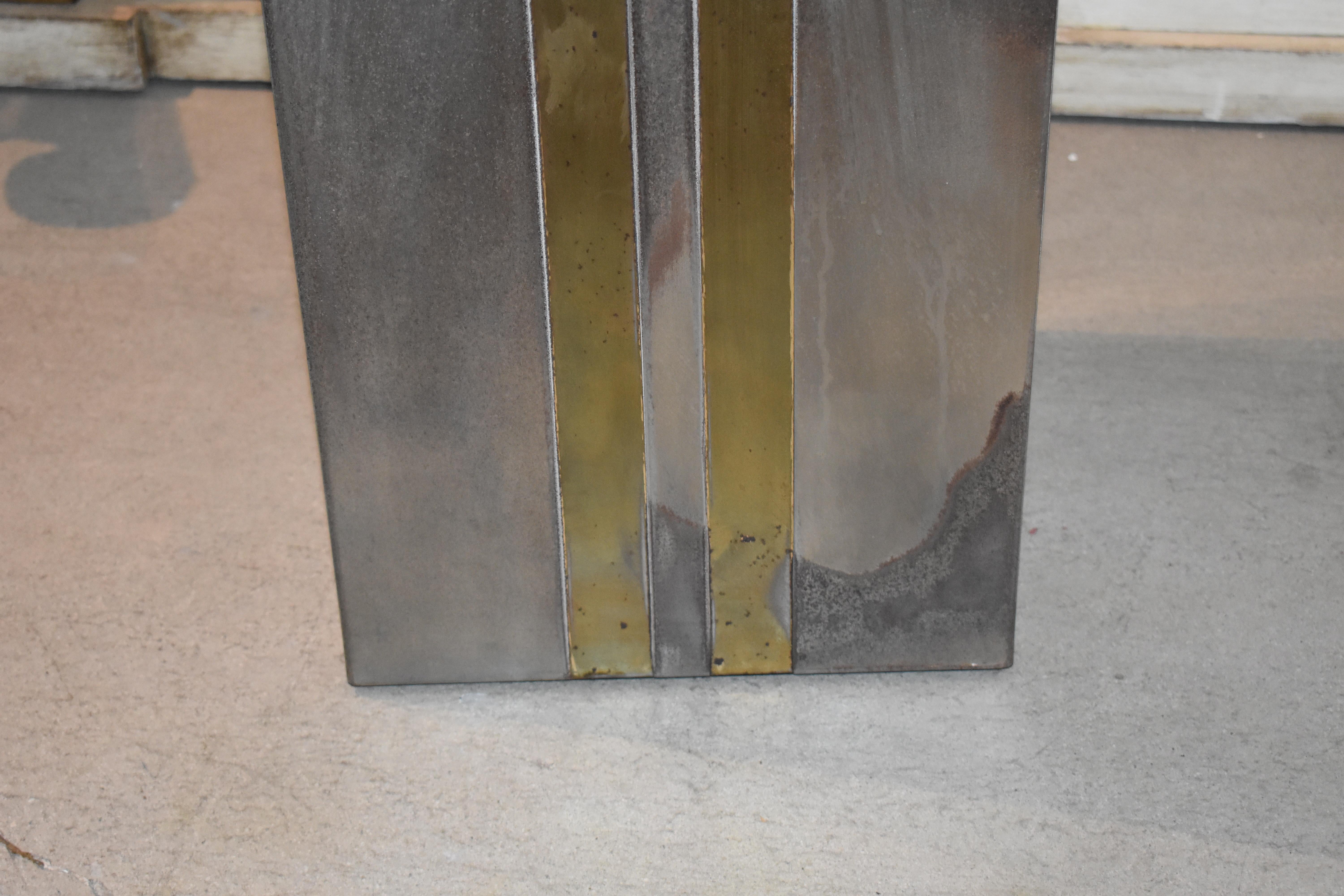 Charles Hollis Jones Steel and Brass Pedestal For Sale 3