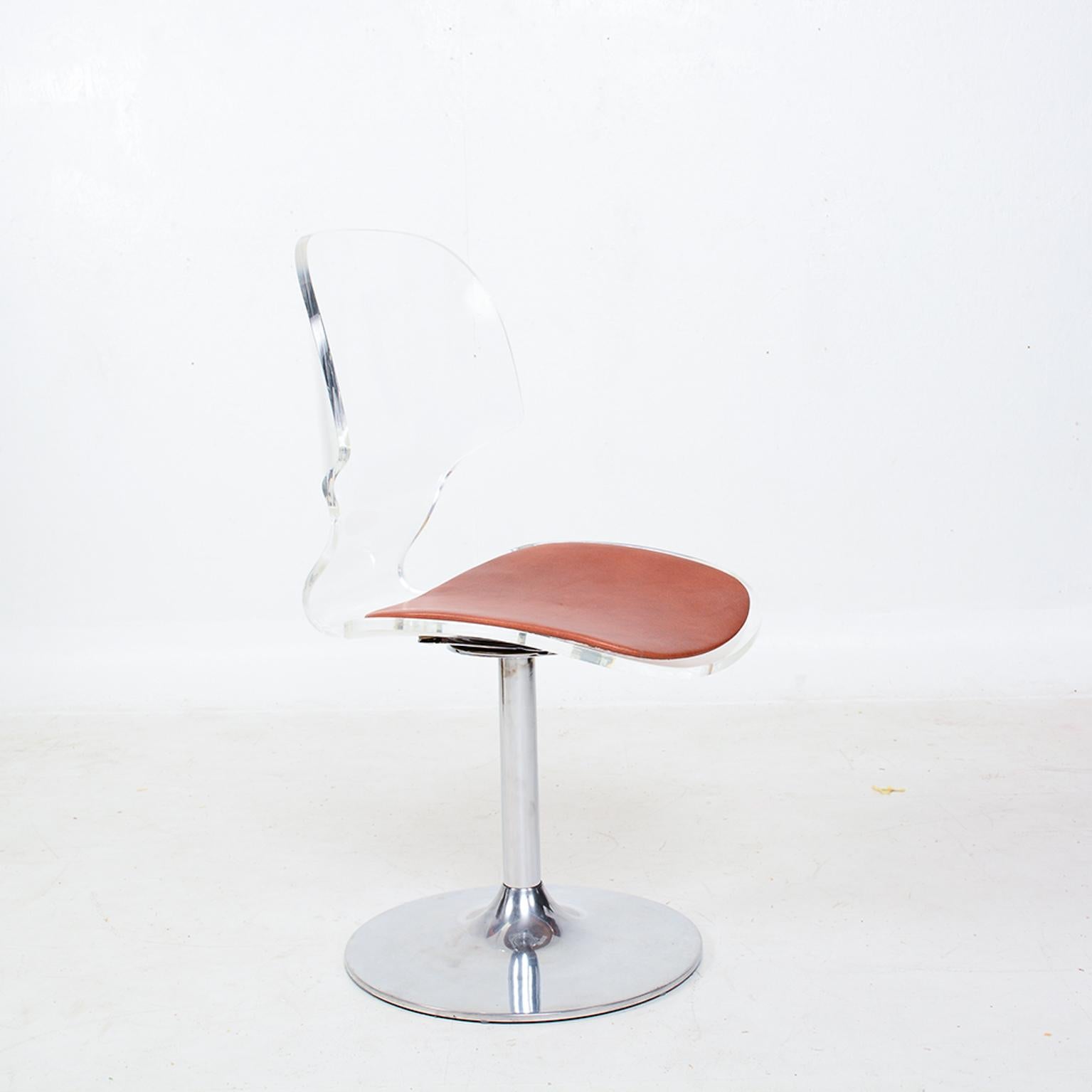 Mid-Century Modern Charles Hollis Jones Style Splashy Modern Lucite Chrome Dining Chair Set of 4