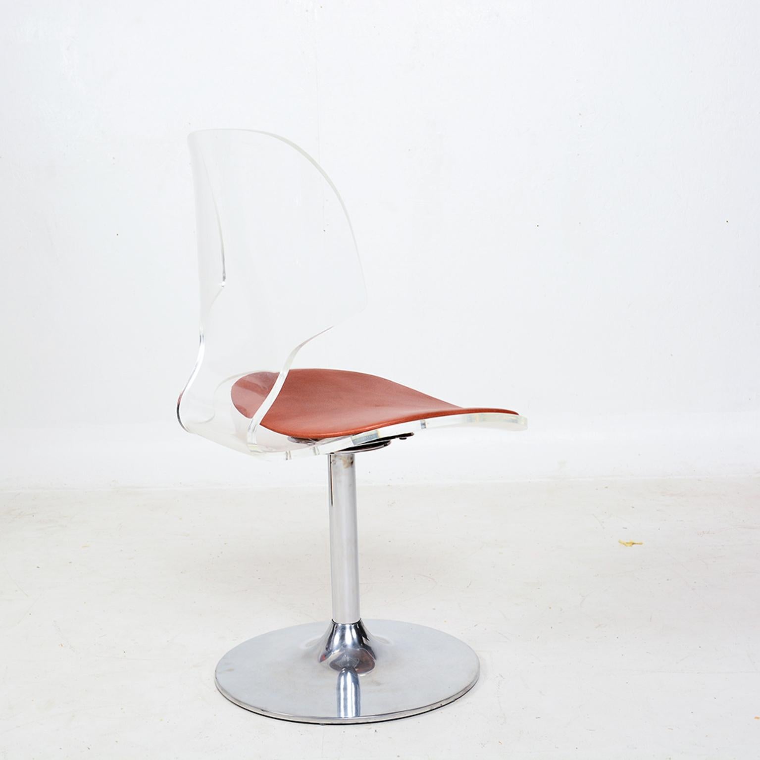 American Charles Hollis Jones Style Splashy Modern Lucite Chrome Dining Chair Set of 4