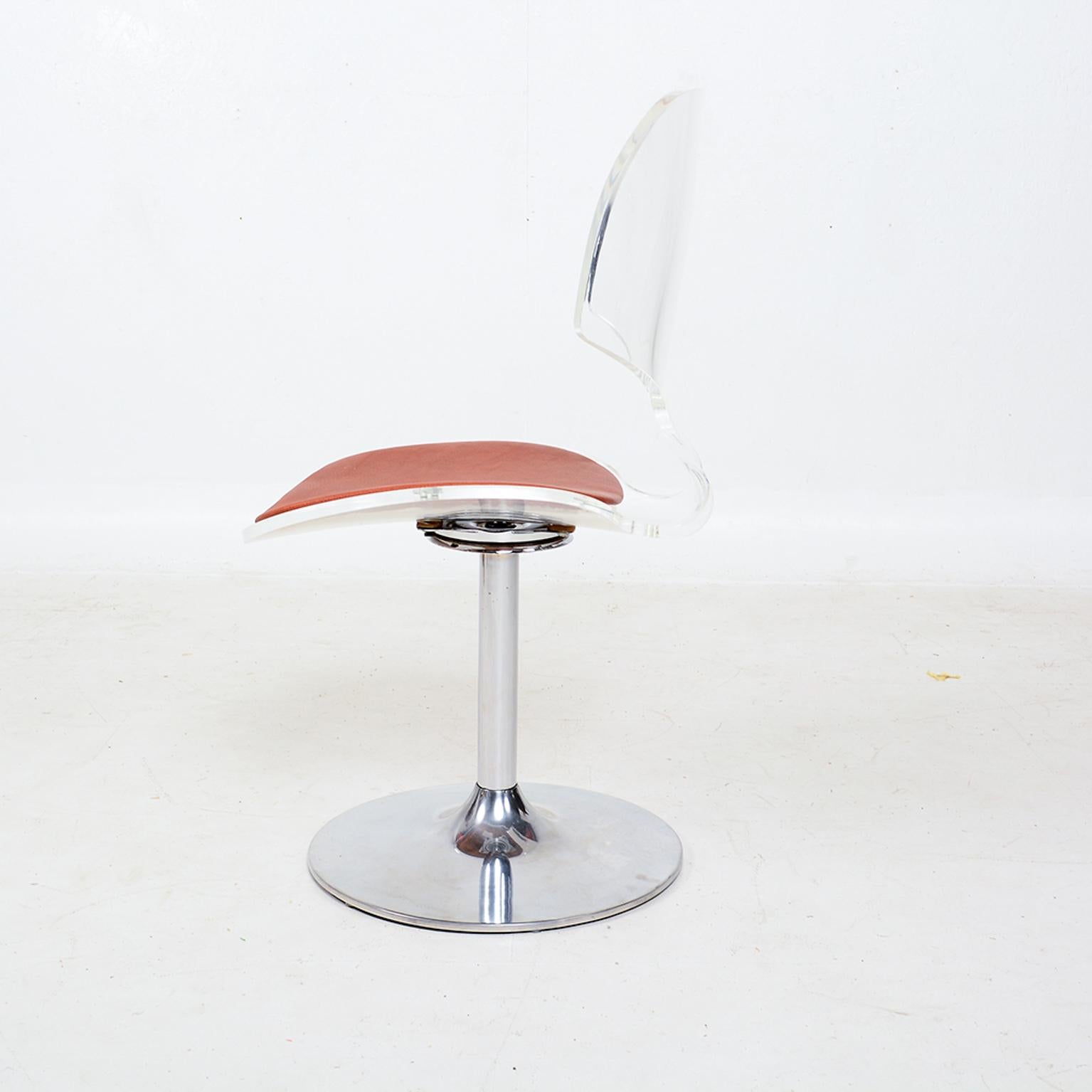Late 20th Century Charles Hollis Jones Style Splashy Modern Lucite Chrome Dining Chair Set of 4