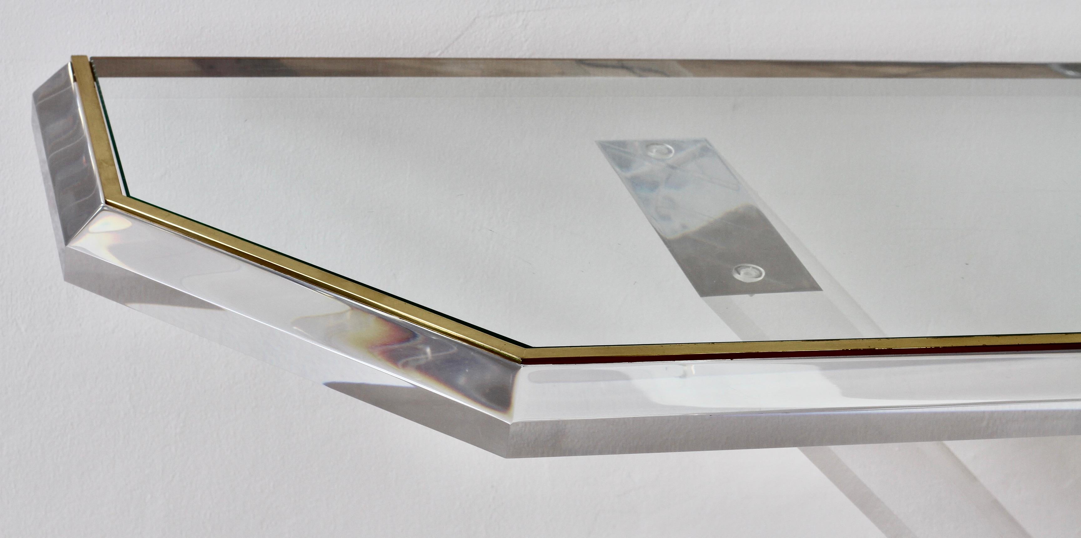Charles Hollis Jones Style Acrylic / Lucite Brass and Glass Console Table For Sale 8