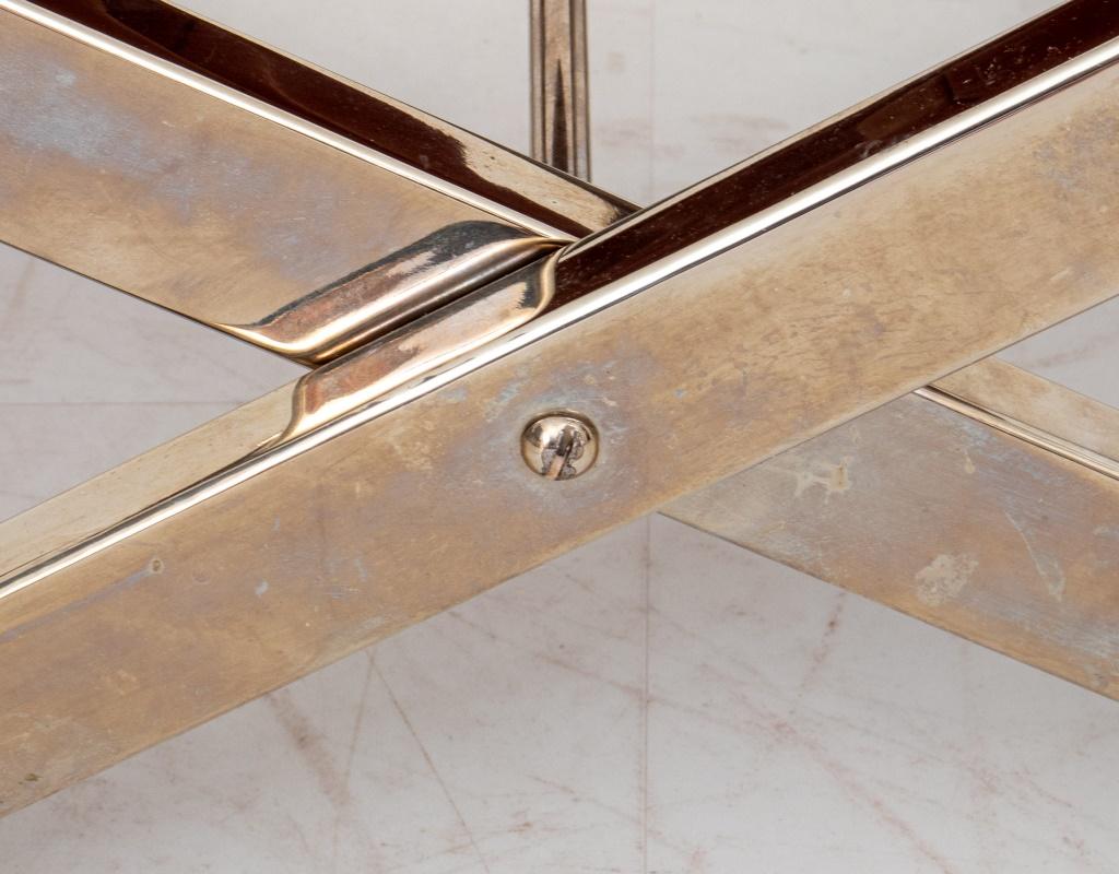 Leather Charles Hollis Jones Style Chrome Folding Stools, 2 For Sale